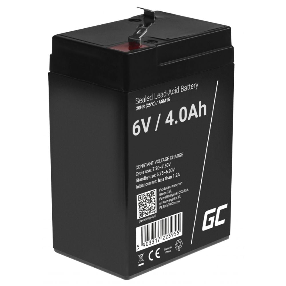 Bateria Chumbo Gel Agm 6V 4A Green Cell - NOVEDUC Equipamento Laboratório e Formação Profissional