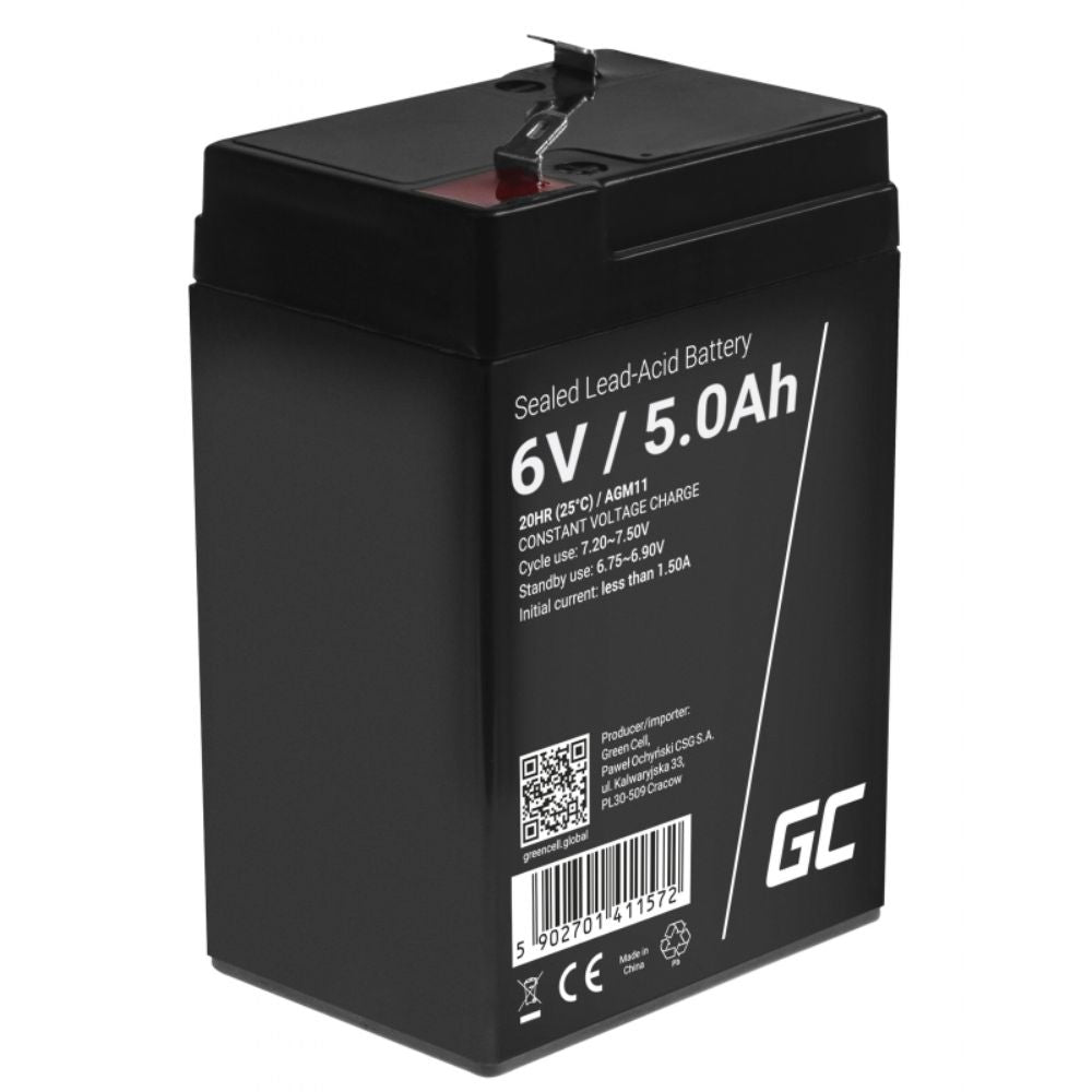 Bateria Chumbo Gel Agm 6V 5A Green Cell - NOVEDUC Equipamento Laboratório e Formação Profissional
