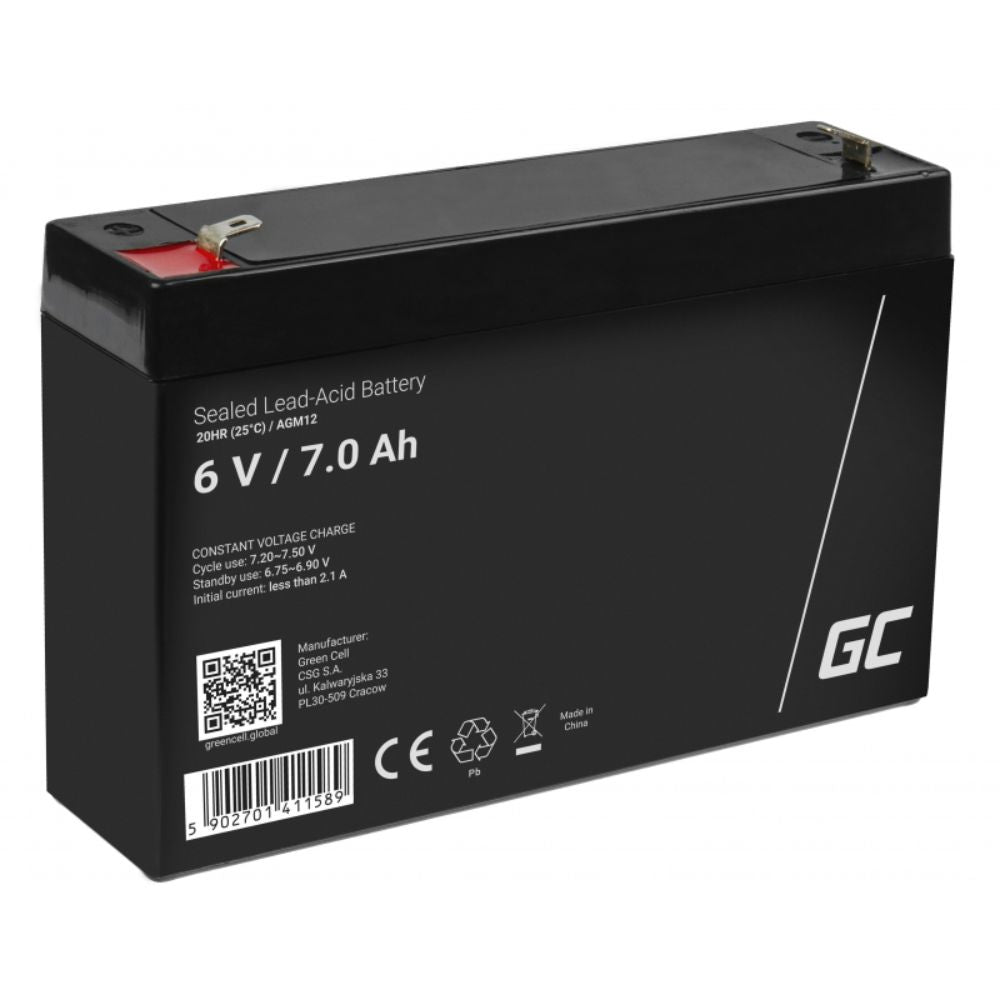 Bateria Chumbo Gel Agm 6V 7A Green Cell - NOVEDUC Equipamento Laboratório e Formação Profissional
