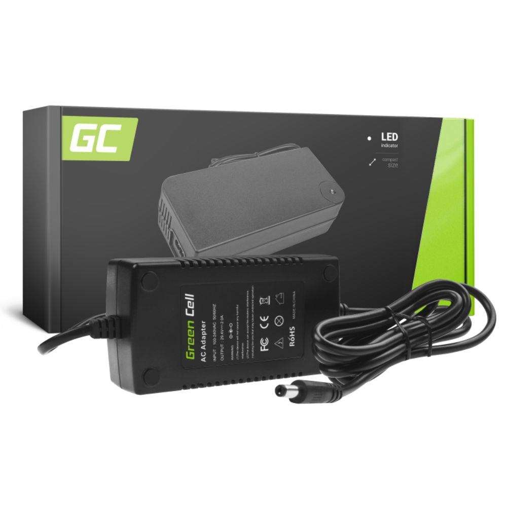 Carregador De Baterias E-Bike 5.5X2.1Mm 29.4V 2A Green Cell - NOVEDUC Equipamento Laboratório e Formação Profissional