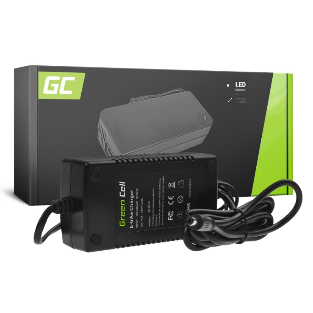 Carregador De Baterias E-Bike 5.5X2.1Mm 42V 2A Green Cell - NOVEDUC Equipamento Laboratório e Formação Profissional