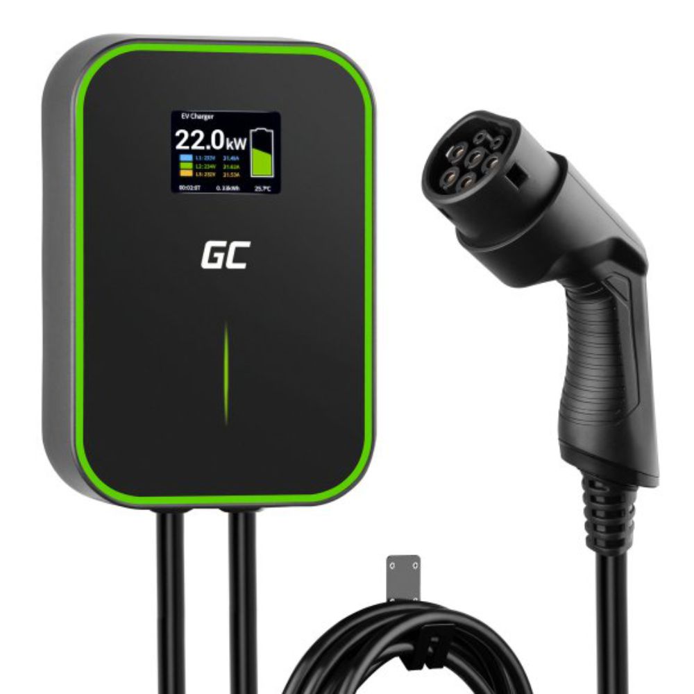 Carregador Wallbox P/ Ev 22Kw C/ Cabo Tipo2 6M Green Cell - NOVEDUC Equipamento Laboratório e Formação Profissional