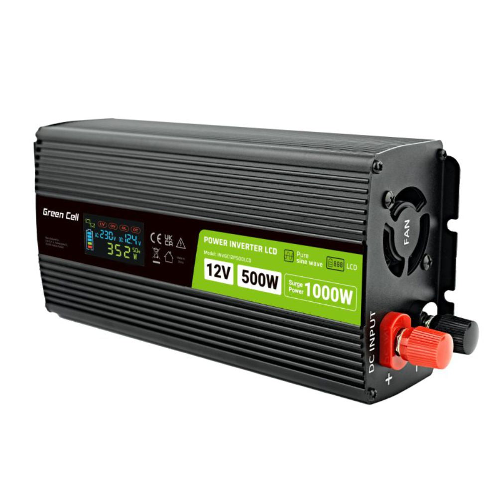 Conversor 12V-230V 500W Onda Pura C/ Lcd Green Cell - NOVEDUC Equipamento Laboratório e Formação Profissional
