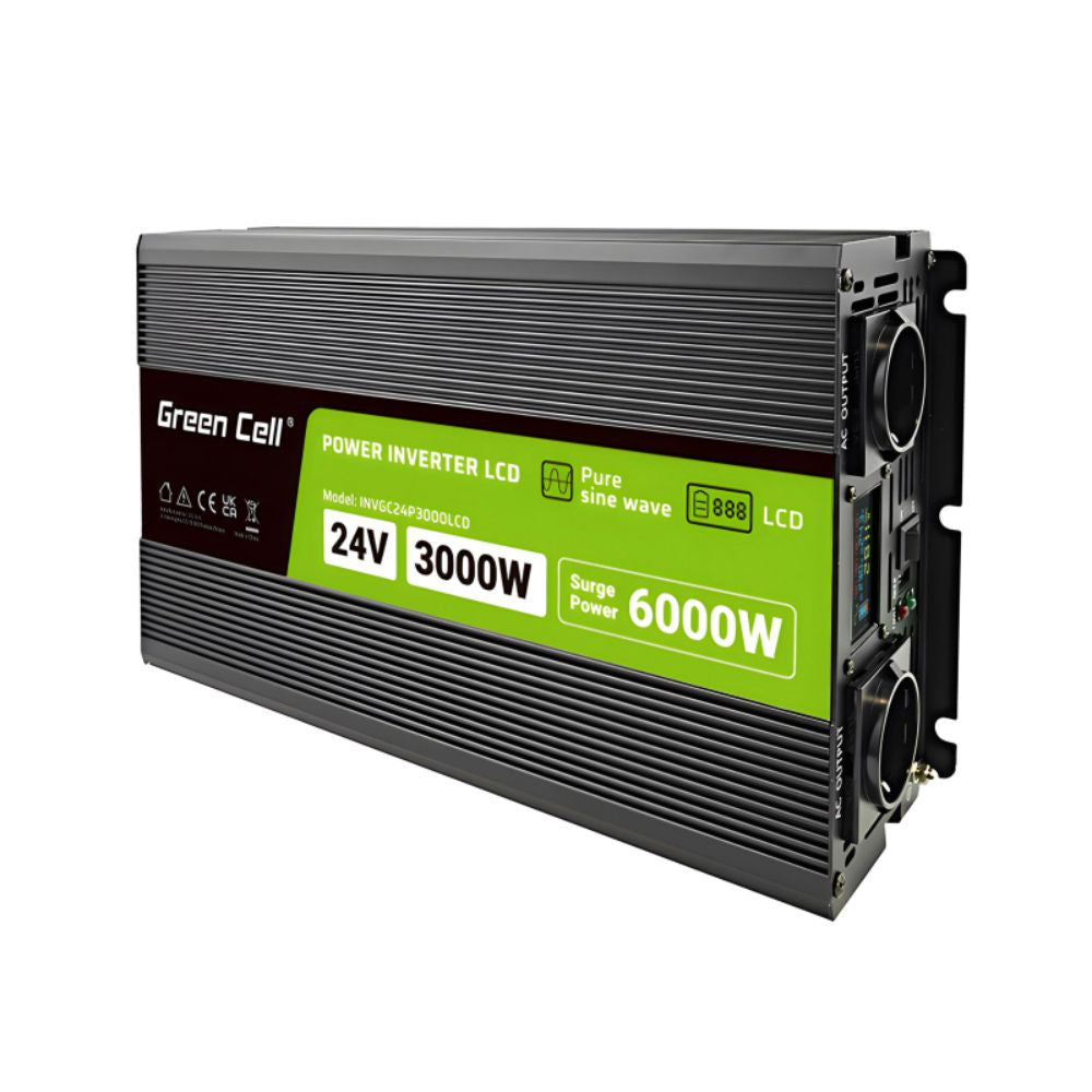 Conversor 24V-230V 3000W Onda Pura C/ Lcd Green Cell - NOVEDUC Equipamento Laboratório e Formação Profissional