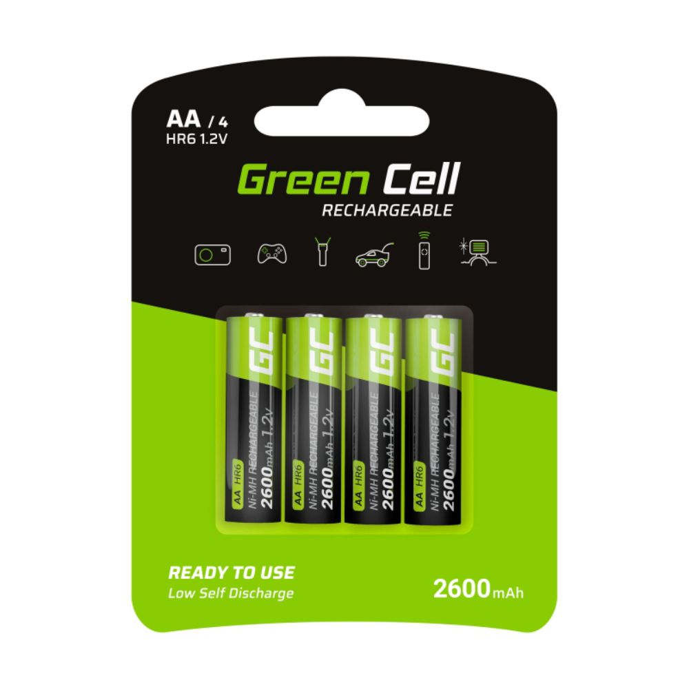 Pilha Recarregável Aa 1.2V 2600Ma 4X Blister Green Cell - NOVEDUC Equipamento Laboratório e Formação Profissional