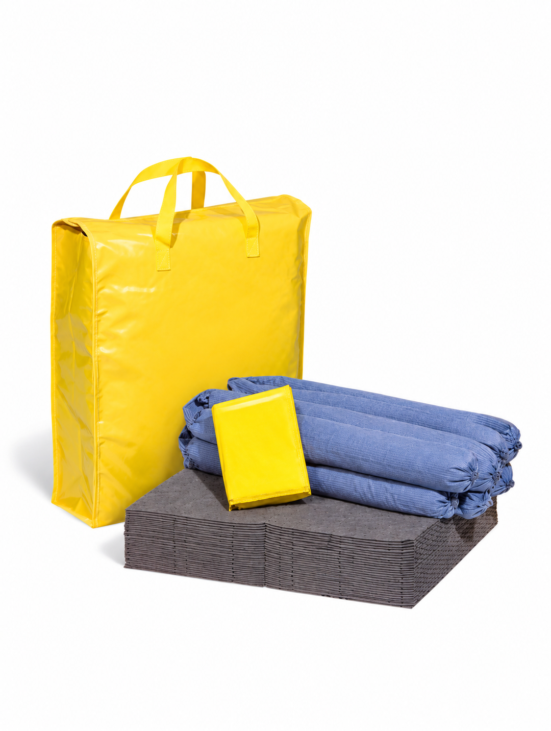 Kit absorvente portátil Noveduc para retenção de derrames de manutenção, com materiais para controle de líquidos.