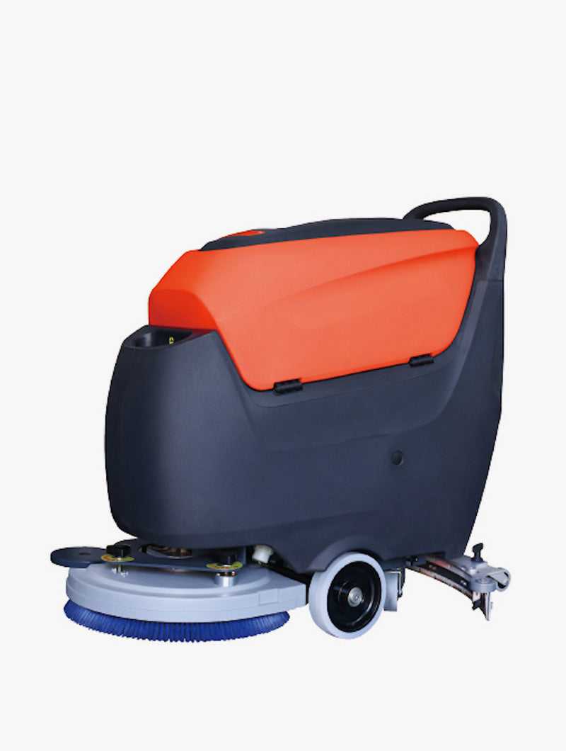 Lavadora de pavimentos a bateria de condução apeada — vista ilustrativa do equipamento