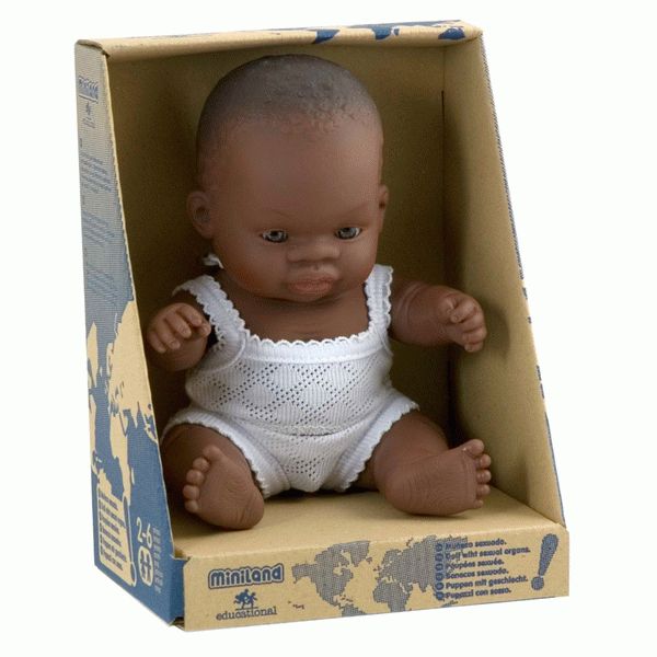 Boneca Bebé Africana 21cm (Enviado em Caixa e com Roupa Interior) - NOVEDUC Equipamento Laboratório e Formação Profissional