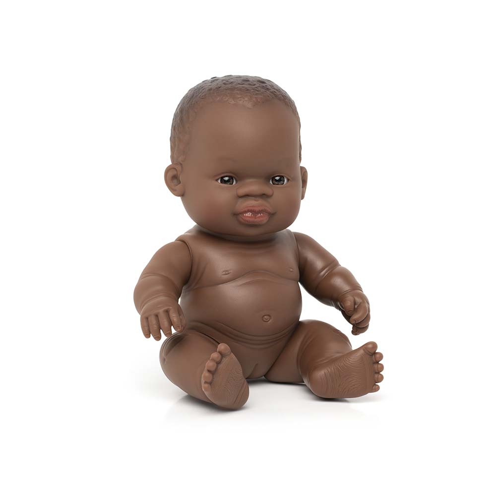 Boneca Bebé Africana 21cm (Enviado em Saco e sem Roupa Interior) - NOVEDUC Equipamento Laboratório e Formação Profissional