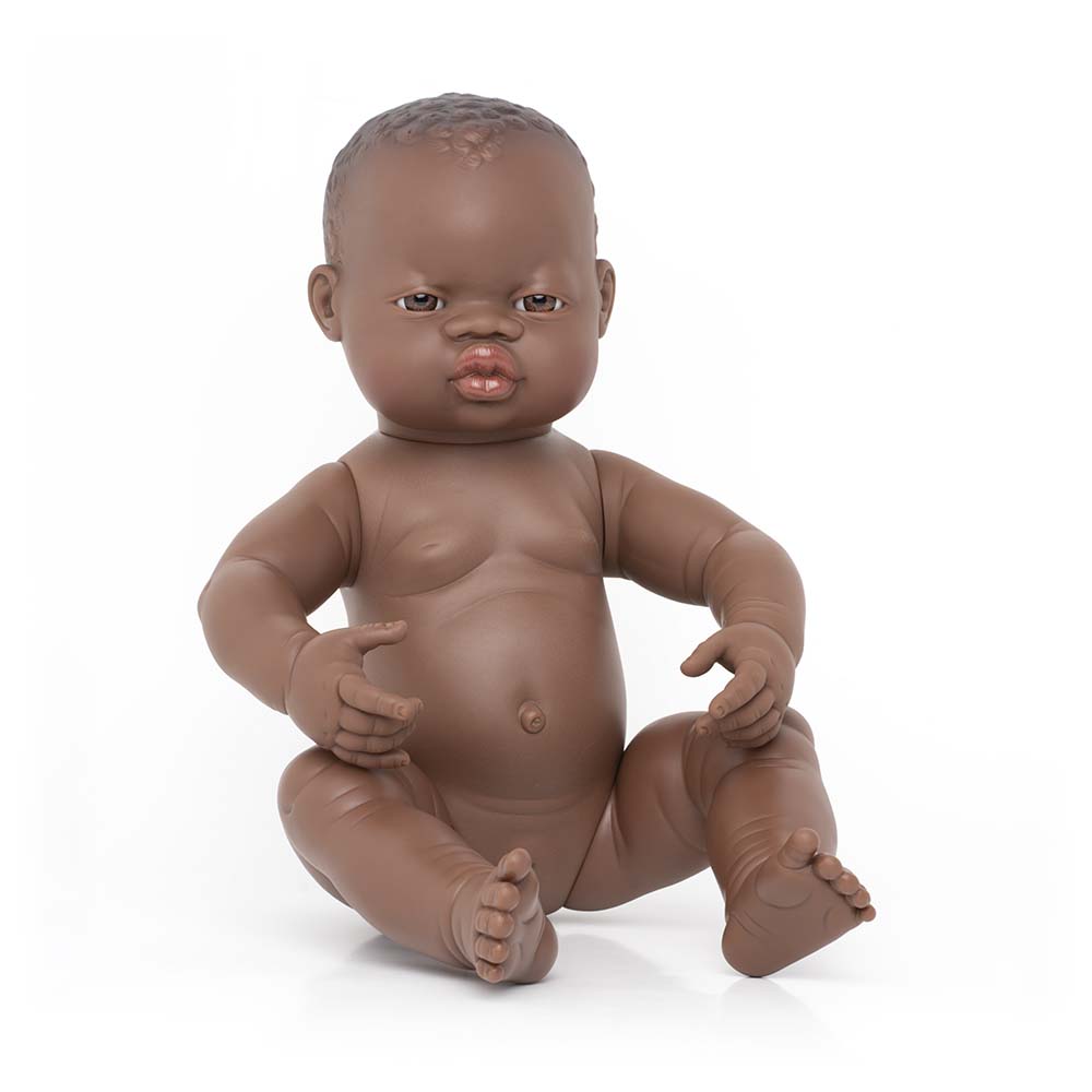 Boneca Bebé Africana 40cm (Enviado em Saco e sem Roupa Interior) - NOVEDUC Equipamento Laboratório e Formação Profissional