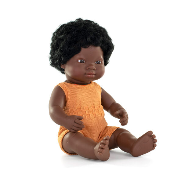 Boneca Bebé Africana com 38cm (Enviado em caixa e com Roupa) - NOVEDUC Equipamento Laboratório e Formação Profissional
