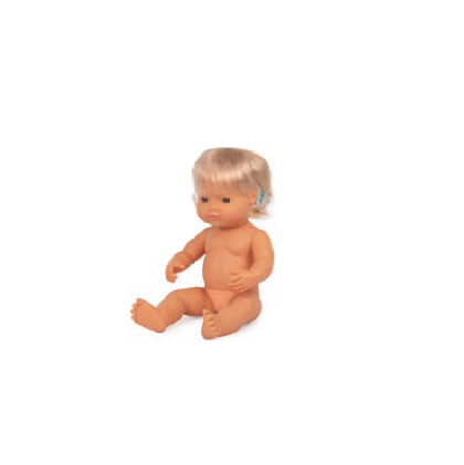 Boneca Bebé Europeia com Aparelho Auditivo 38cm (Enviado em caixa e com Roupa Interior) - NOVEDUC Equipamento Laboratório e Formação Profissional
