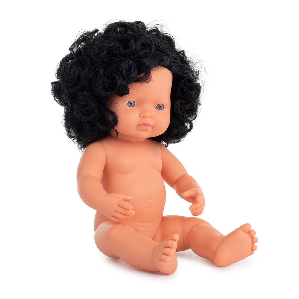Boneca Bebé Europeia com Cabelo Encaracolado 38cm (Enviado em Saco e sem Roupa Interior) - NOVEDUC Equipamento Laboratório e Formação Profissional