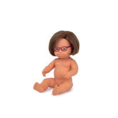 Boneca Bebé Europeia com Óculos 38cm (Enviado em Saco e sem Roupa Interior) - NOVEDUC Equipamento Laboratório e Formação Profissional