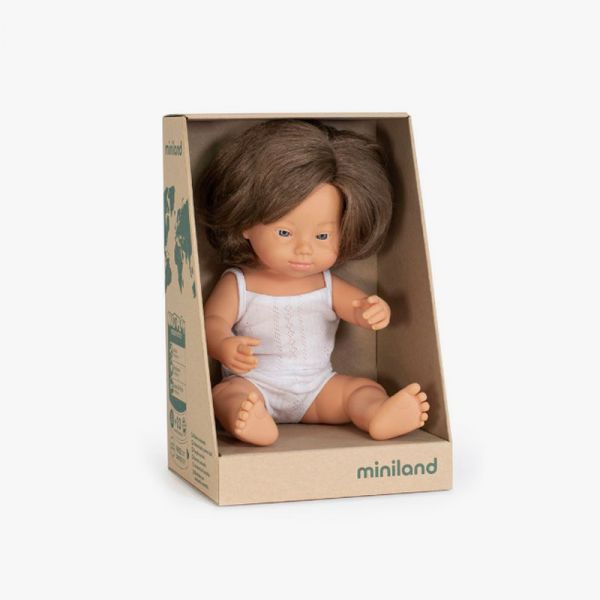 Boneca Bebé Europeia com Síndrome de Down 38cm (Enviado em caixa e com Roupa Interior)