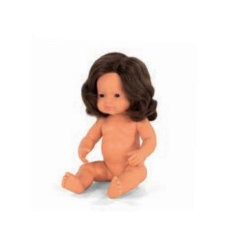 Boneca Bebé Europeia Morena 38cm (Enviado em caixa e com Roupa Interior) - NOVEDUC Equipamento Laboratório e Formação Profissional