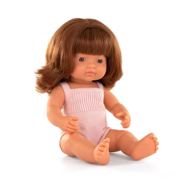 Boneca Bebé Europeia Ruiva 38cm (Enviado em caixa e com Roupa) - NOVEDUC Equipamento Laboratório e Formação Profissional