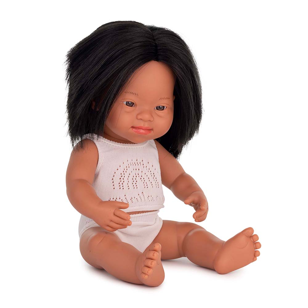 Boneca Bebé Latino-Americana com Síndrome de Down 38cm (Enviado em caixa e com Roupa Interior) - NOVEDUC Equipamento Laboratório e Formação Profissional