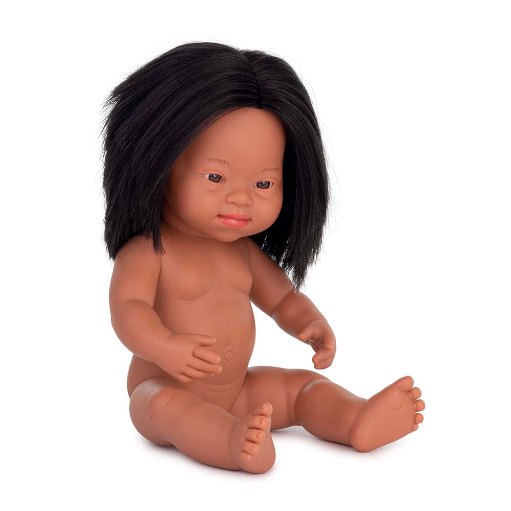 Boneca Bebé  Latino-Americana com Síndrome de Down 38cm (Enviado em Saco e sem Roupa Interior) - NOVEDUC Equipamento Laboratório e Formação Profissional
