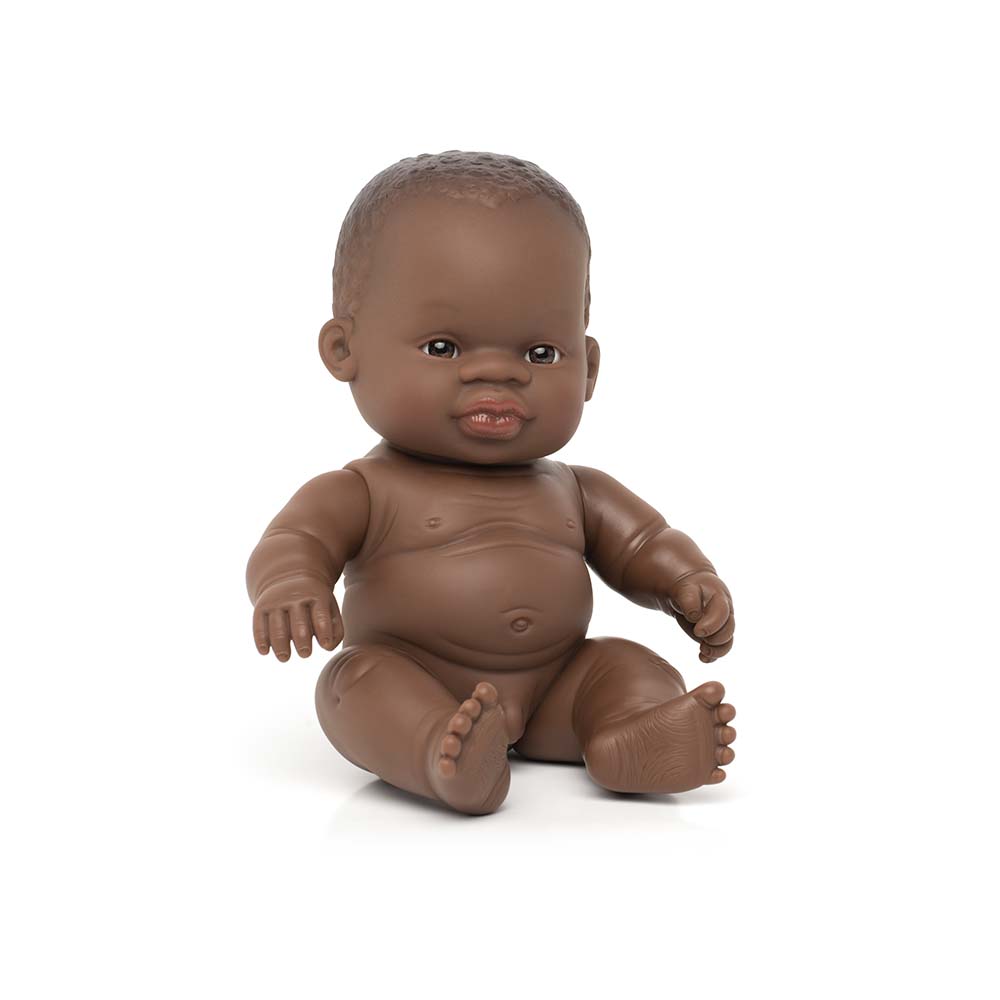 Boneco Bebé Africano 21cm (Enviado em Saco e sem Roupa Interior) - NOVEDUC Equipamento Laboratório e Formação Profissional