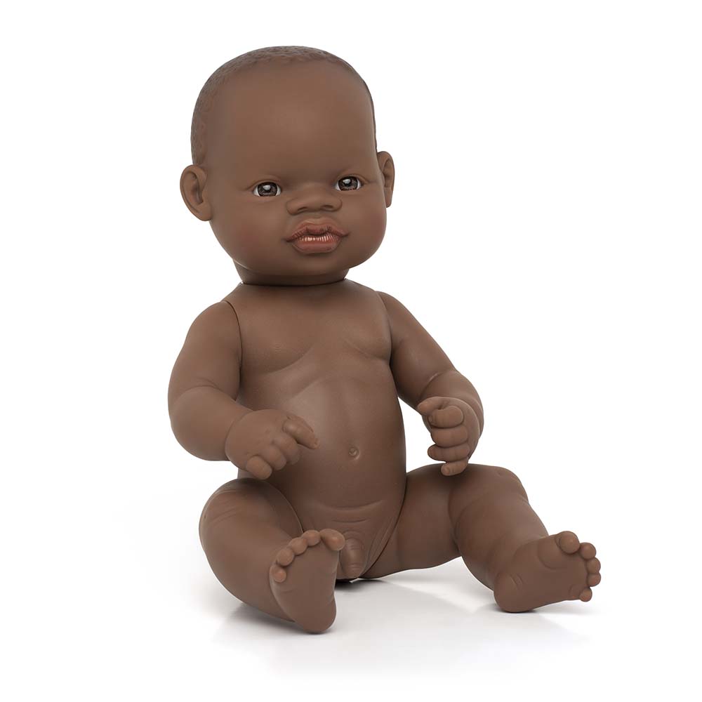 Boneco Bebé Africano 32cm (Enviado em Saco e sem Roupa Interior) - NOVEDUC Equipamento Laboratório e Formação Profissional