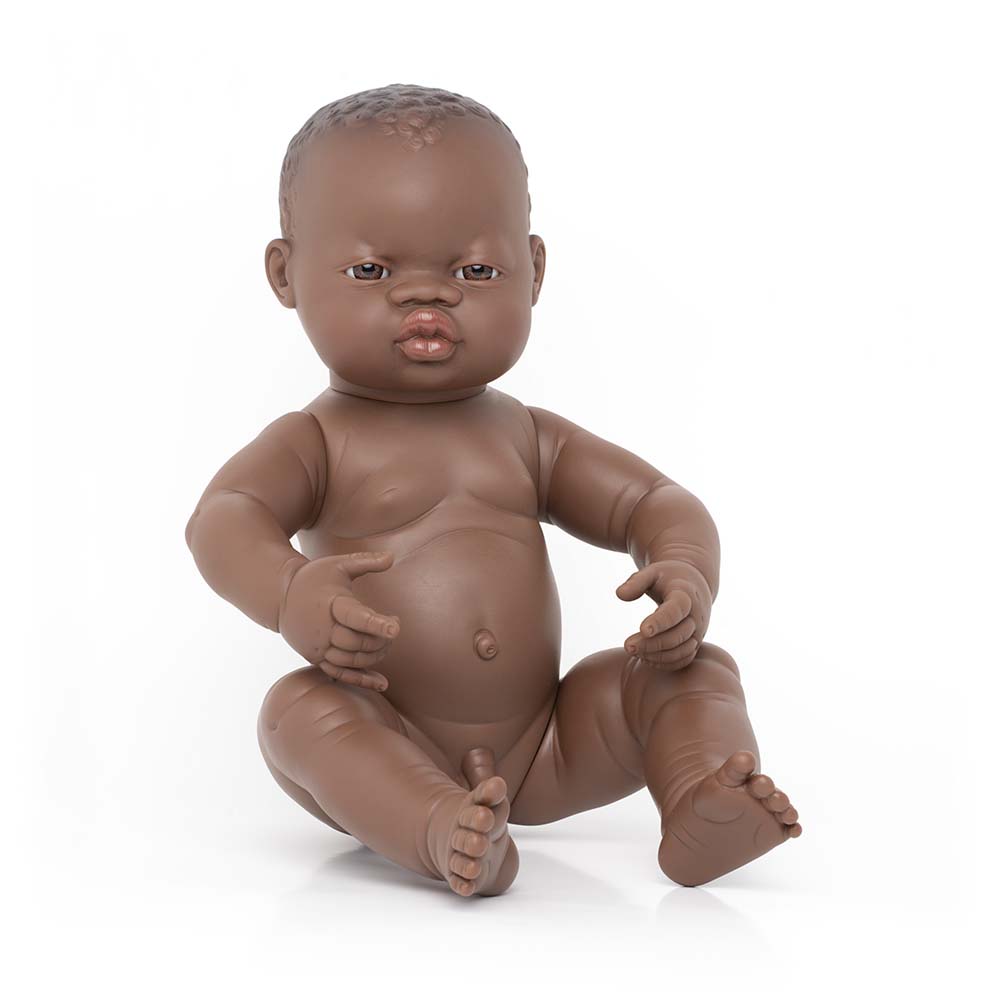Boneco Bebé Africano 40cm (Enviado em Saco e sem Roupa Interior) - NOVEDUC Equipamento Laboratório e Formação Profissional