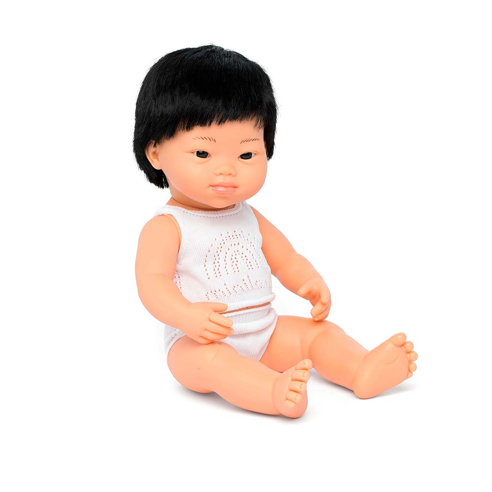Boneco Bebé Asiático com Síndrome de Down 38cm (Enviado em caixa e com Roupa Interior) - NOVEDUC Equipamento Laboratório e Formação Profissional