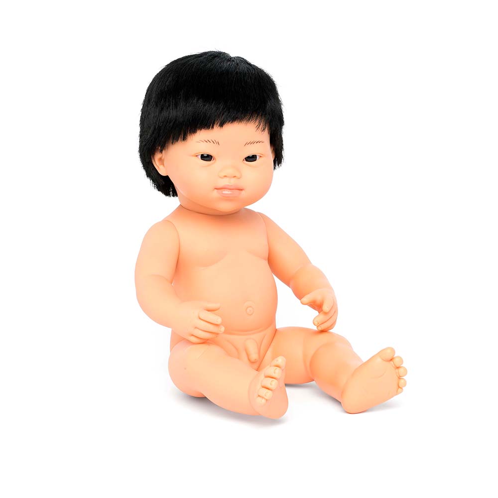Boneco Bebé  Asiático com Síndrome de Down 38cm (Enviado em Saco e sem Roupa Interior) - NOVEDUC Equipamento Laboratório e Formação Profissional