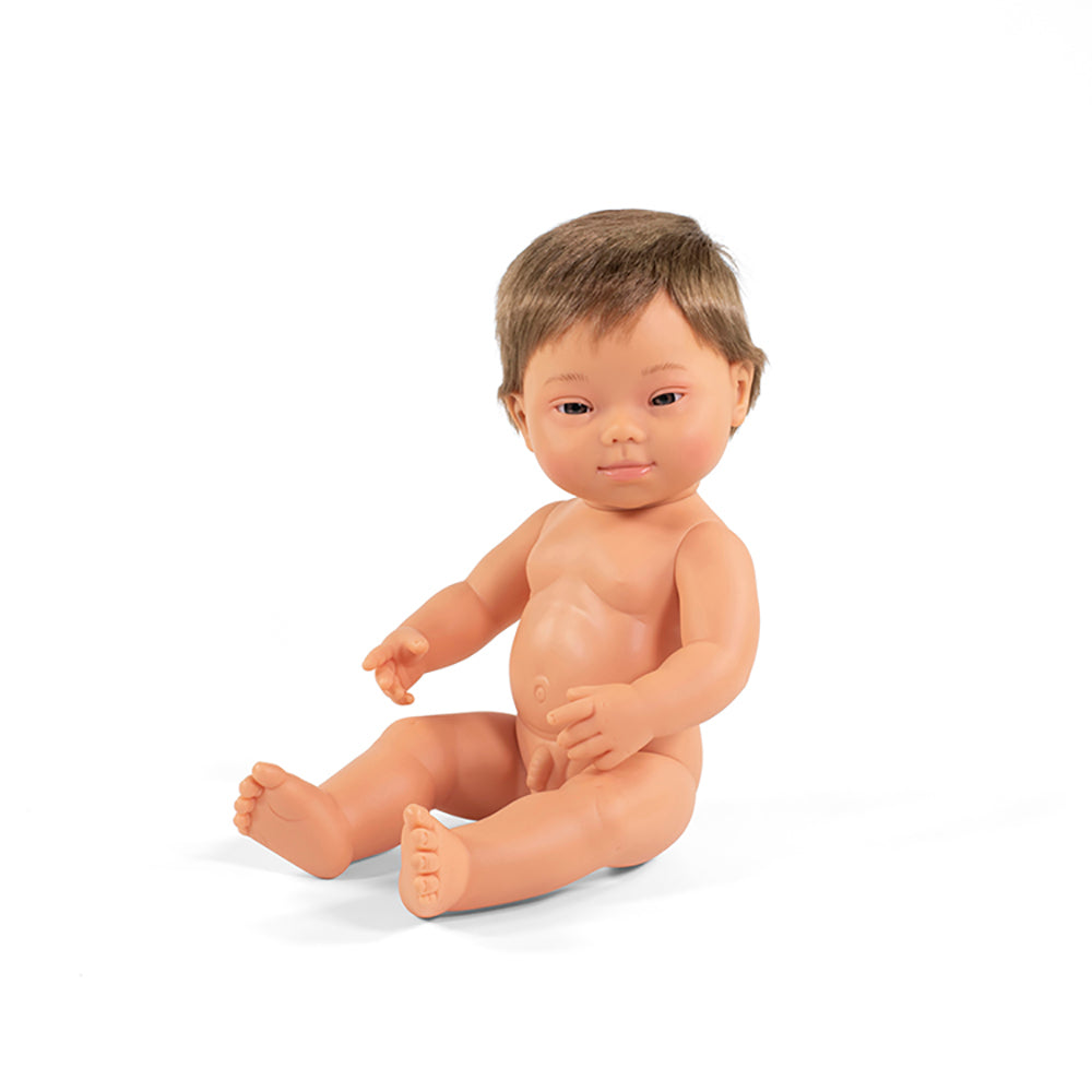 Boneco Bebé Europeu com Síndrome de Down 38cm (Enviado em Saco e sem Roupa Interior) - NOVEDUC Equipamento Laboratório e Formação Profissional