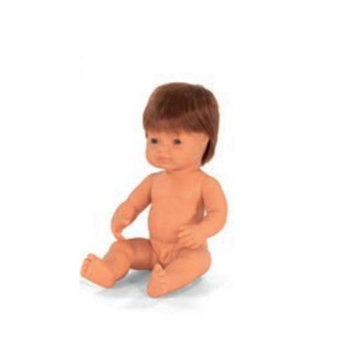 Boneco Bebé Europeu Ruivo 38cm (Enviado em caixa e com Roupa Interior) - NOVEDUC Equipamento Laboratório e Formação Profissional