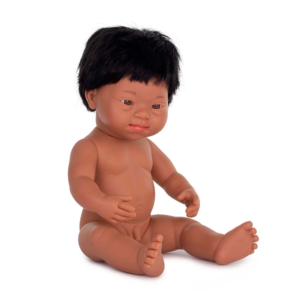 Boneco Bebé  Latino-Americano com Síndrome de Down 38cm (Enviado em Saco e sem Roupa Interior)