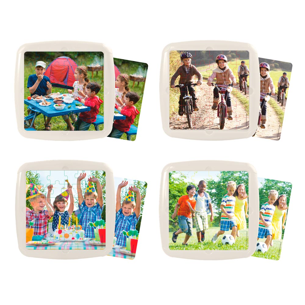 Conjunto de 4 Puzzles: Lazer com Amigos - NOVEDUC Equipamento Laboratório e Formação Profissional
