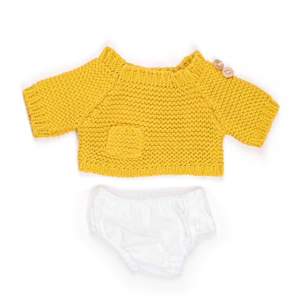 Conjunto de Roupa e Camisola Amarela Boneco Bebé 32cm - NOVEDUC Equipamento Laboratório e Formação Profissional