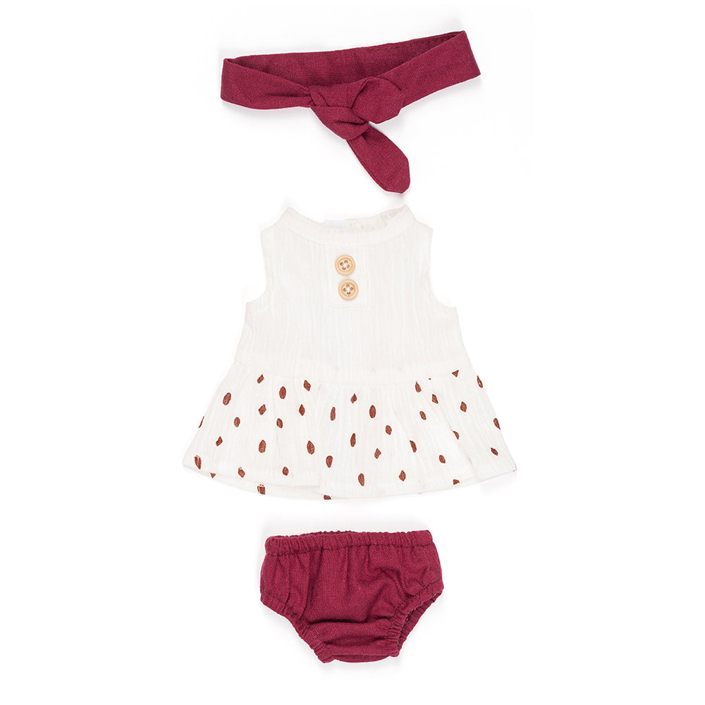 Conjunto de Roupa e Fita Cabelo Bordô para Boneca Bebé 32cm - NOVEDUC Equipamento Laboratório e Formação Profissional