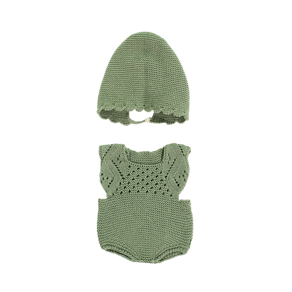 Conjunto de Roupa e Touca Verde para Boneco Bebé 40cm - NOVEDUC Equipamento Laboratório e Formação Profissional