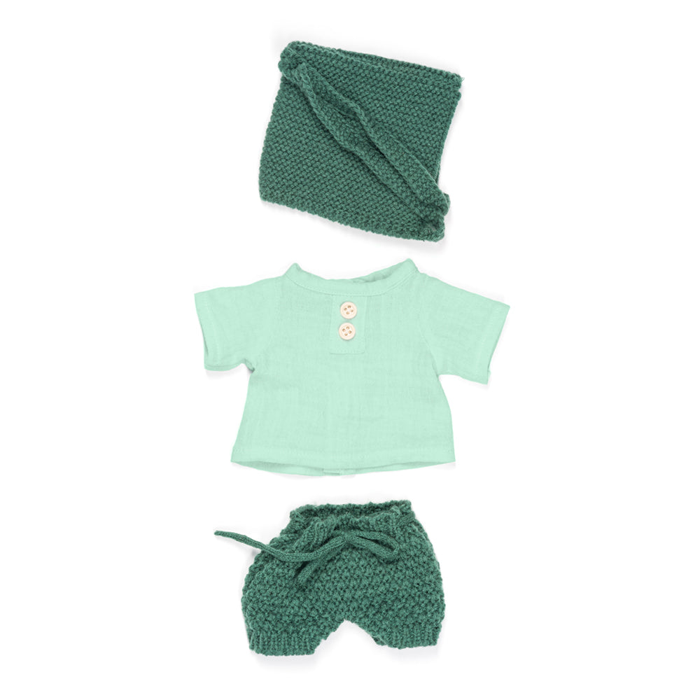 Conjunto de Roupa Verde para Boneca Bebé 32cm - NOVEDUC Equipamento Laboratório e Formação Profissional