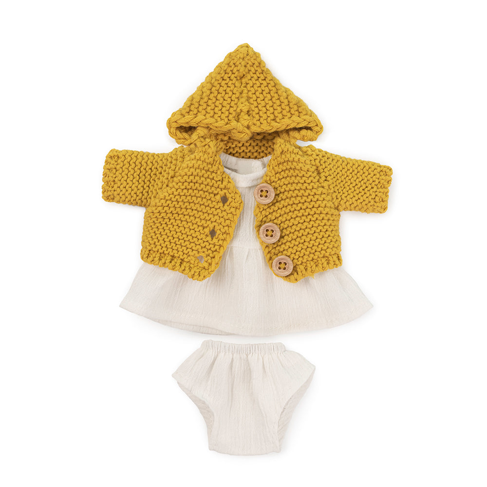 Conjunto de Vestido e Casaco com Capuz para Boneco Menina Bebé 21cm - NOVEDUC Equipamento Laboratório e Formação Profissional