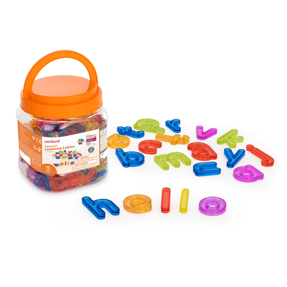 Letras Minúsculas Translúcidas, 76 peças - NOVEDUC Equipamento Laboratório e Formação Profissional
