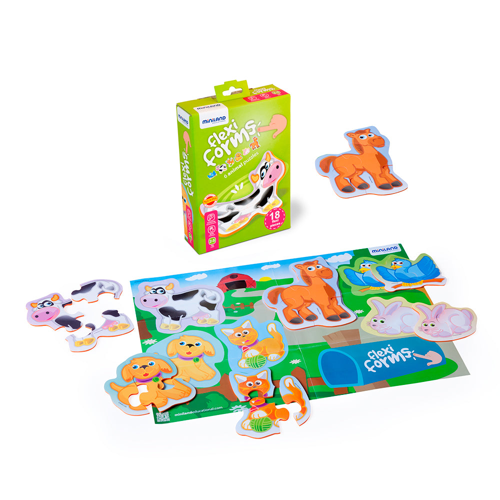 Puzzle 6 Animais, 18 peças - NOVEDUC Equipamento Laboratório e Formação Profissional