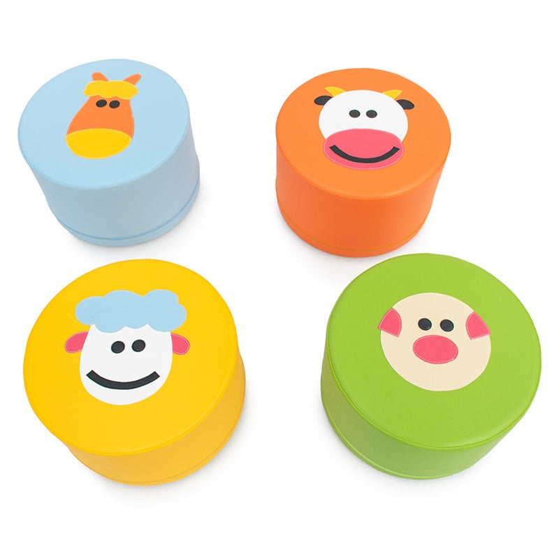 Conjunto de 4 Banquinhos Animais da Quinta - NOVEDUC Equipamento Laboratório e Formação Profissional