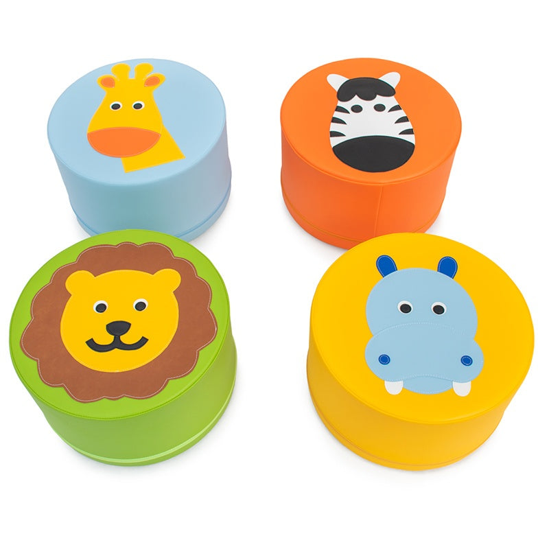 Conjunto de 4 Banquinhos Animais da Selva - NOVEDUC Equipamento Laboratório e Formação Profissional