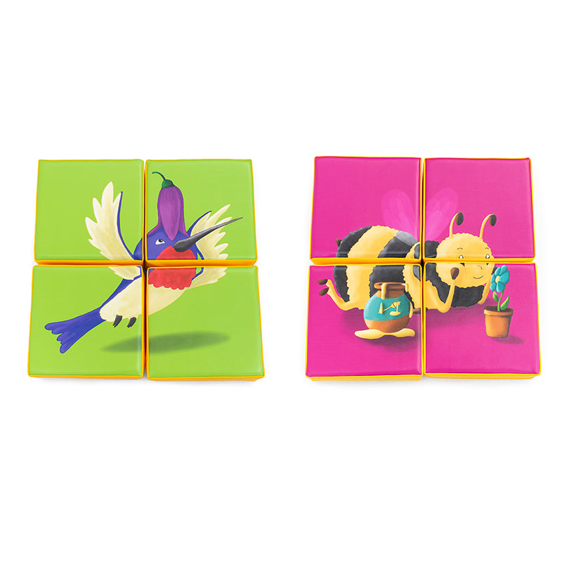 Puzzle de 4 Peças de Dupla Face - Colibri e Abelha - NOVEDUC Equipamento Laboratório e Formação Profissional