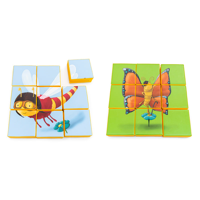 Puzzle de 9 Peças de Dupla Face - Libélula e Borboleta - NOVEDUC Equipamento Laboratório e Formação Profissional