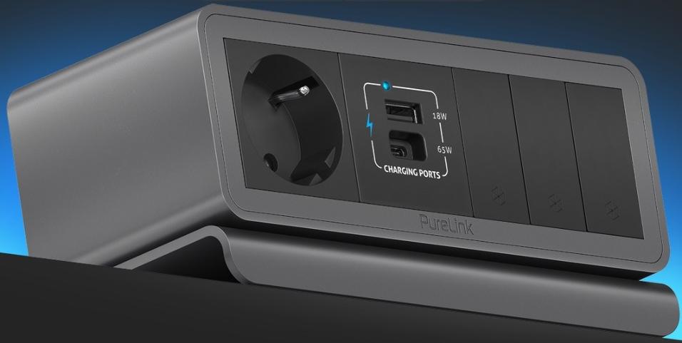 CAIXA MEDIAHUB 2, 7 SLOT, 1 SCHUKO, 2 USB POWER - NOVEDUC Equipamento Laboratório e Formação Profissional