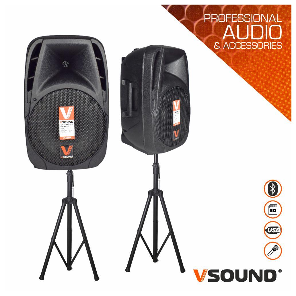 COLUNAS ATIVA+PASSIVA 12" 2x400W USB/BT/SD MICRO VSOUND - NOVEDUC Equipamento Laboratório e Formação Profissional