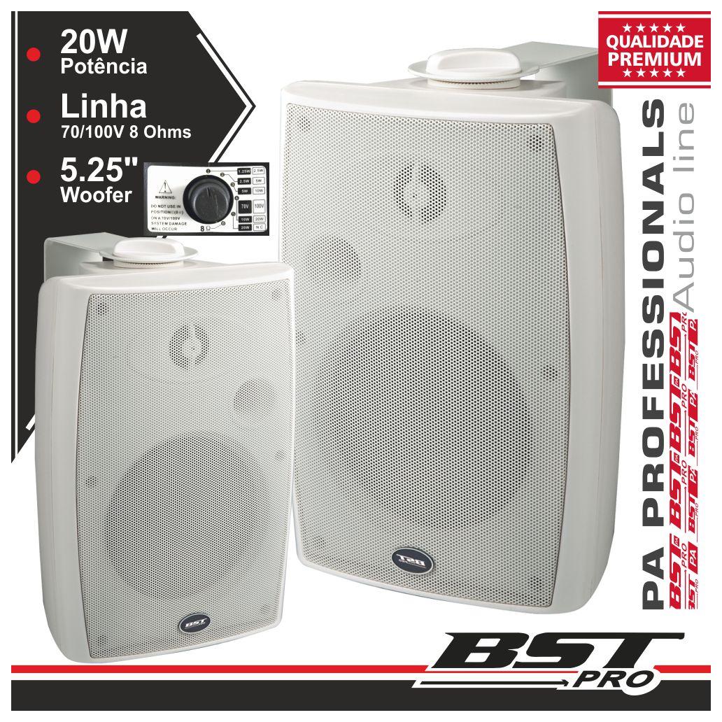 Conjunto 2 Colunas 8 Ohm 100v 30W 5.25" Brancas BSTPRO - NOVEDUC Equipamento Laboratório e Formação Profissional