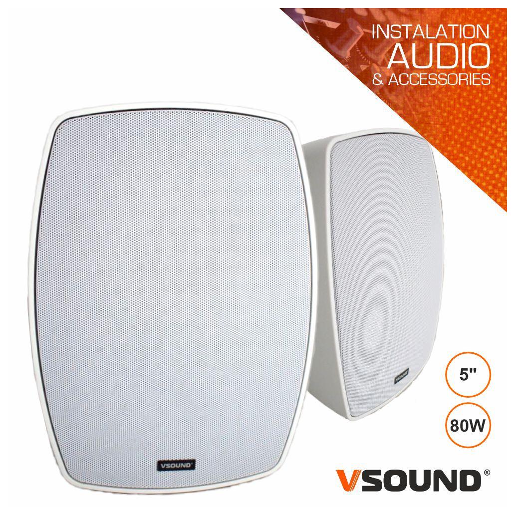 Conjunto 2 Colunas Passivas 5" 80W 100V IPX5 VSOUND - NOVEDUC Equipamento Laboratório e Formação Profissional