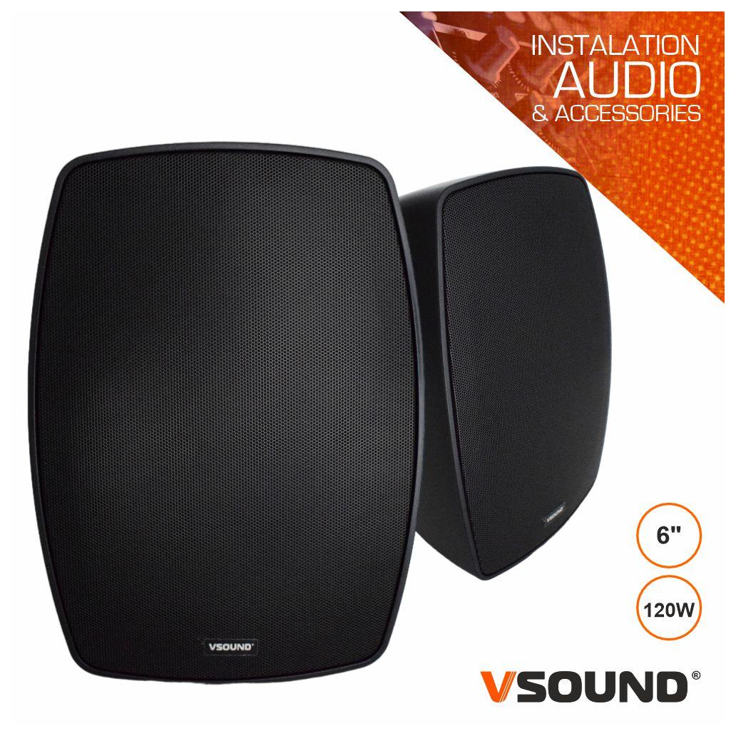 Conjunto 2 Colunas Passivas 6" 120W 100V IPX5 VSOUND - NOVEDUC Equipamento Laboratório e Formação Profissional