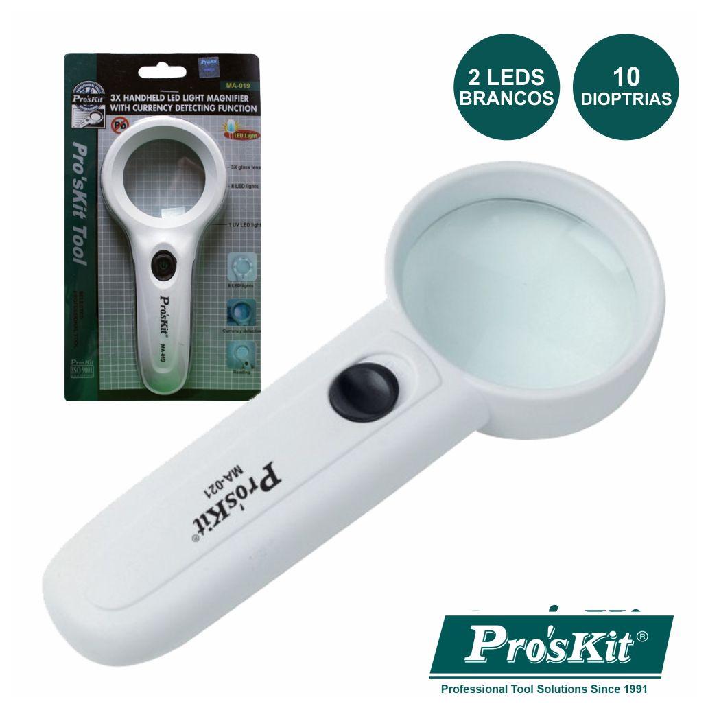 Lupa C/ Iluminação 2 LED 3.5X - NOVEDUC Equipamento Laboratório e Formação Profissional