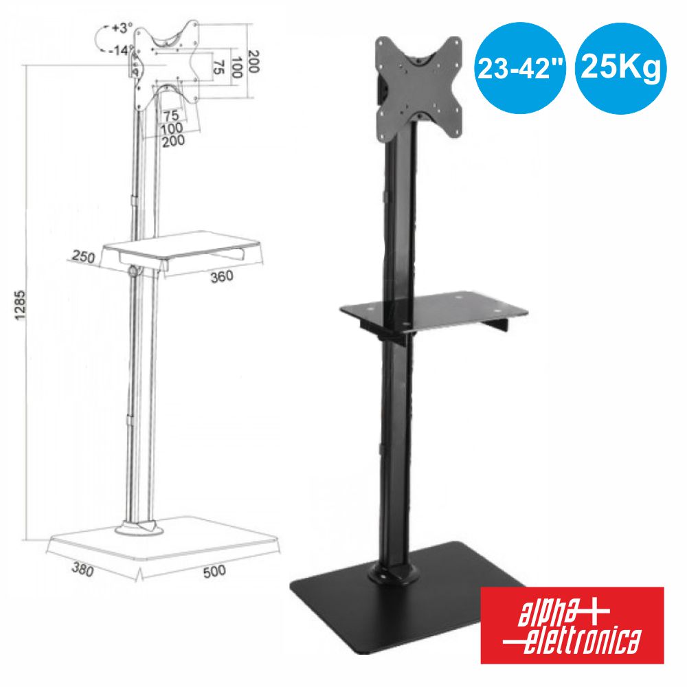 Suporte Chão Tv/Monitor 23" 42" 25Kg Alpha - NOVEDUC Equipamento Laboratório e Formação Profissional